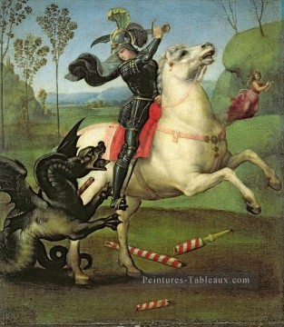 combat - St George Luttant contre le Dragon Renaissance Raphaël